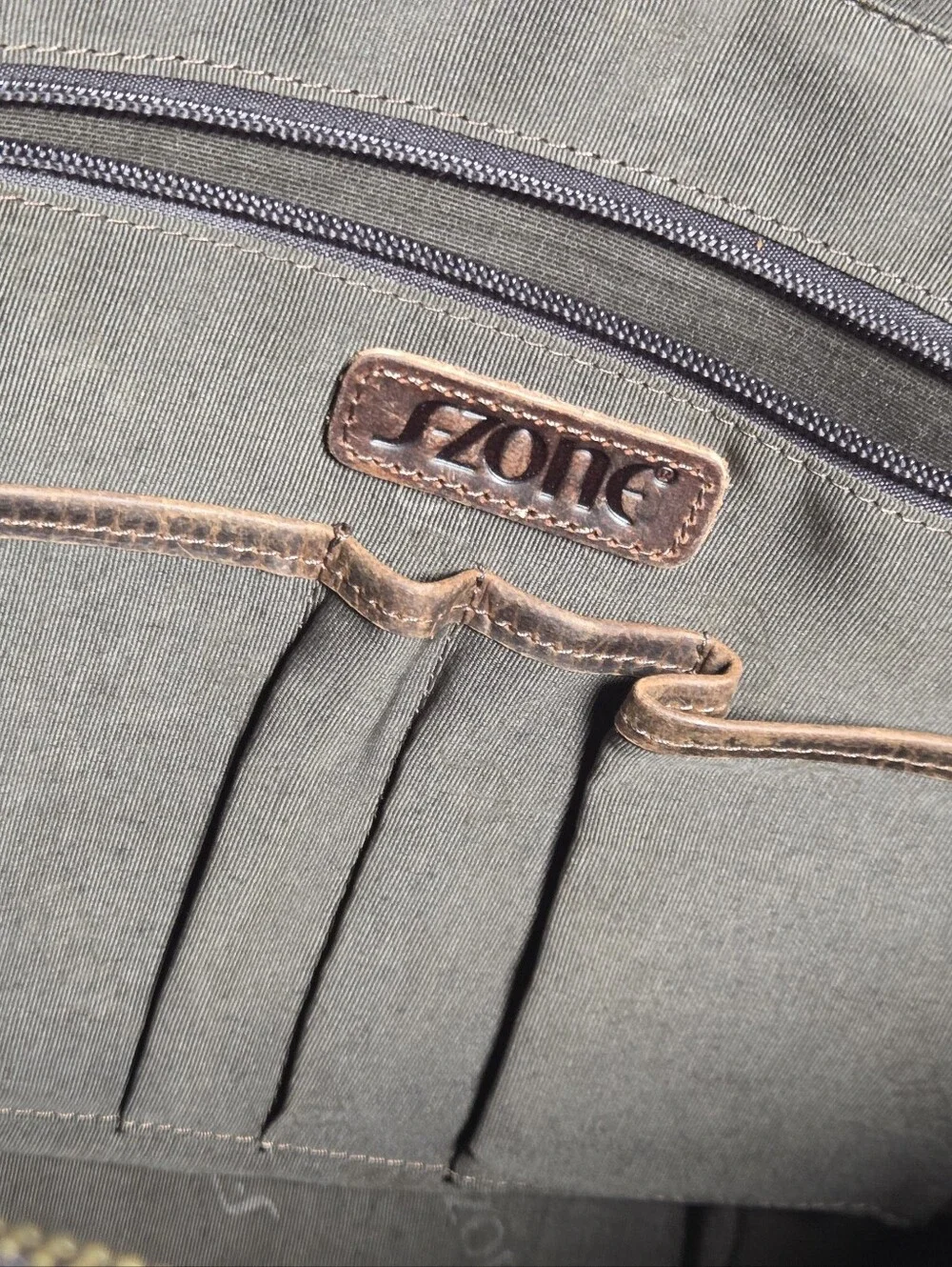 Brown Leather S Zone Tote Bag - Classic Work & Travel Carryall